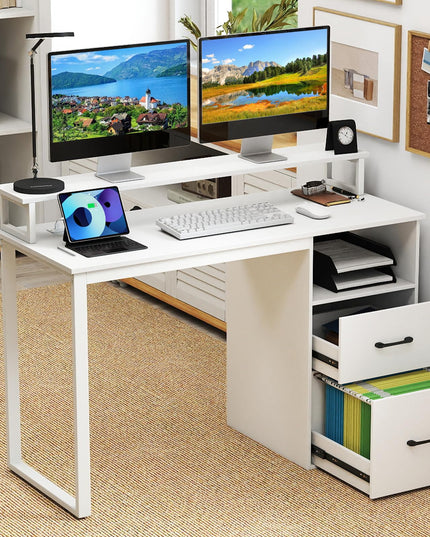 Giantex 48 Inch Computer Desk with Power Outlets & File Drawer
