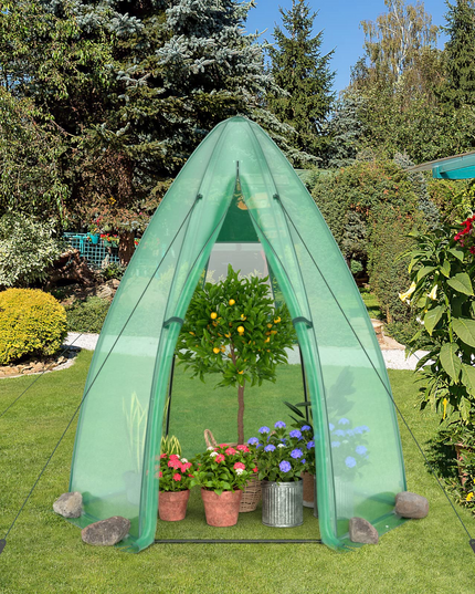 Giantex Portable Walk-in Greenhouse - 5.5’x5.5’x6’ PE Cover, Roll-up Zippered Door, Window
