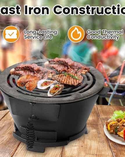 Giantex Cast Iron Hibachi Grill with Double Sided Grate