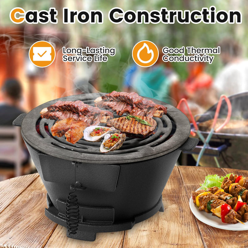 Giantex Cast Iron Hibachi Grill with Double Sided Grate