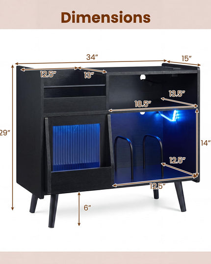 Giantex Large Record Player Stand with LED Light(34" x 14.5" x 29")
