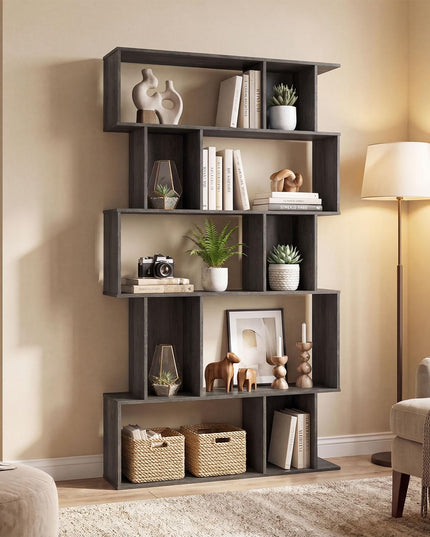 Giantex 5-Tier Bookshelf | 10-Cube Geometric Book Case with 5 Closed-Back Cubbies