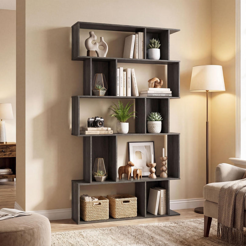 Giantex Bibliothèque à 5 niveaux | Étagère géométrique à 10 cubes avec 5 casiers à fond fermé