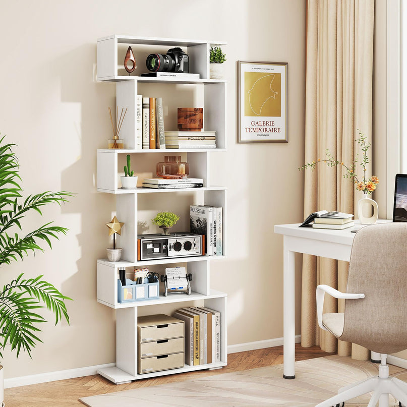 Giantex 6 Tier Geometric Bookshelf with 2 Anti Tipping Kits