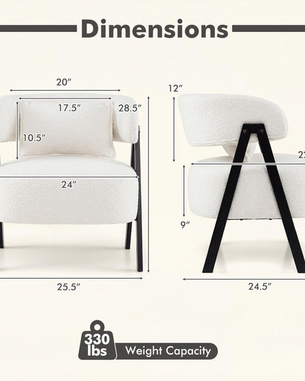 Fauteuil d'appoint en forme de tonneau Giantex avec revêtement en fausse fourrure de lapin (1/2)