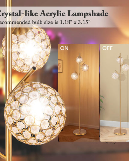 Giantex 3 Globe Floor Lamp - Mid Century Modern Floor Lamps for Living Room, Acrylic Lampshade