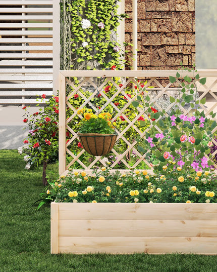 Giantex Wood Elevated Planter Box with Trellis and Drainage Hole (39”x14”x40”)