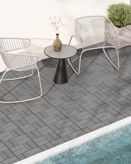 Giantex 18/36 PCS Interlocking Deck Tiles - 12" x 12" Composite Decking Boards Waterproof All Weather