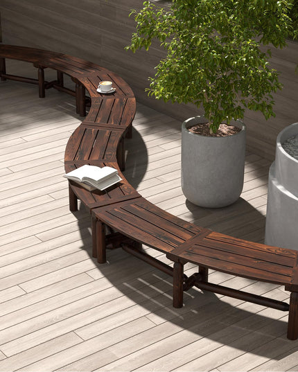 Giantex Wooden Outdoor Bench for 2-Person - Fire Pit Chair Bench