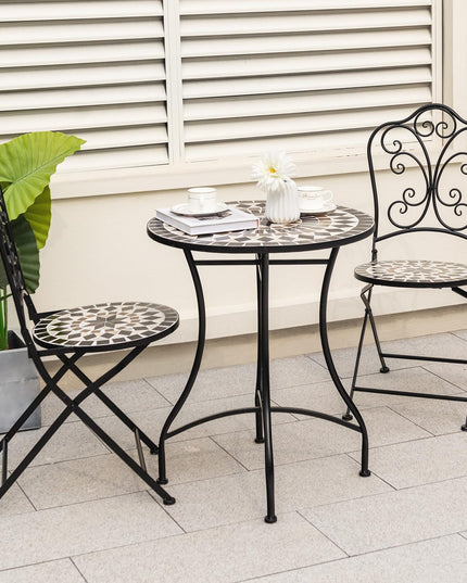 Giantex 24 Inch Patio Bistro Table, Mosaic Round Table w/Ceramic Tile Tabletop