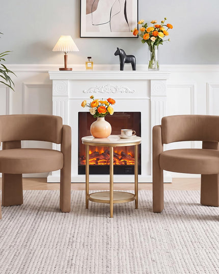GIANTEX Modern Velvet Barrel Accent Chair with Thick Seat (1/2)