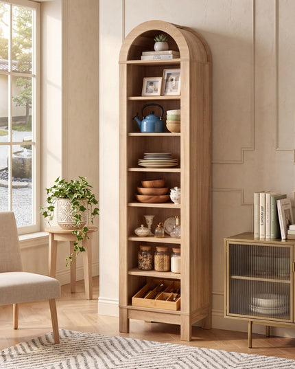 Giantex 71" Tall Arched Bookcase for Living Room