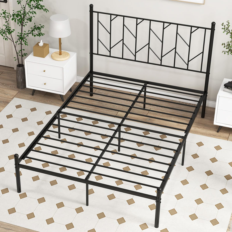 Giantex Metal Bed Frame with Victorian Style Headboard