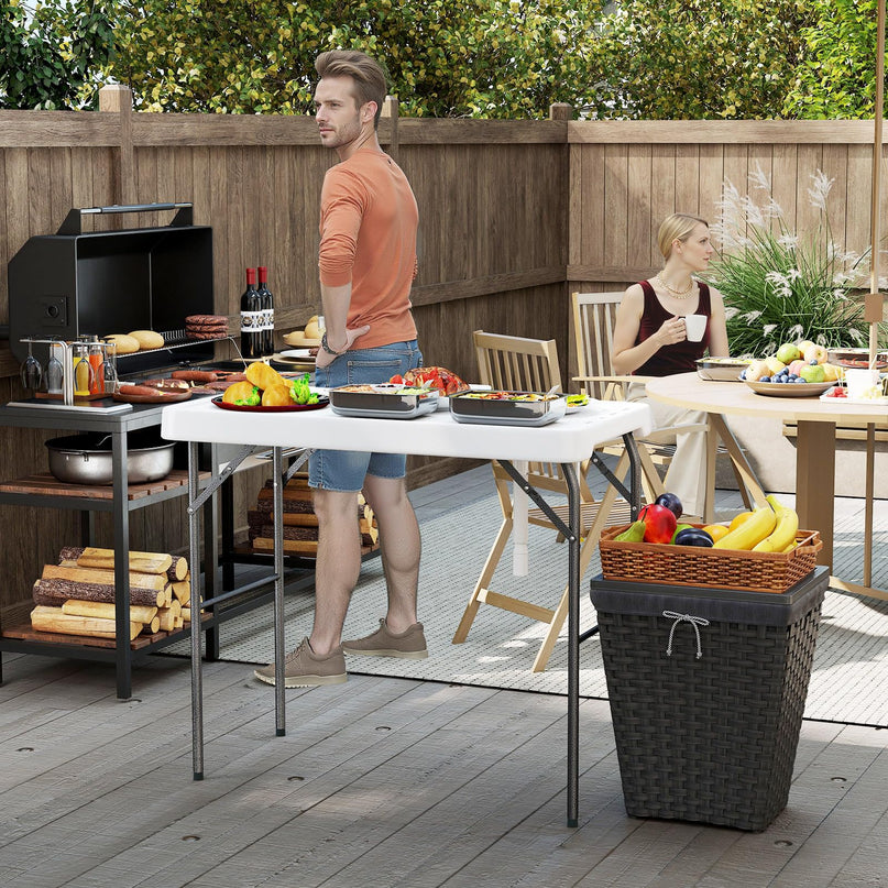 Giantex Portable Fish Cleaning Table Folding 42.5" Camping Table with Sink