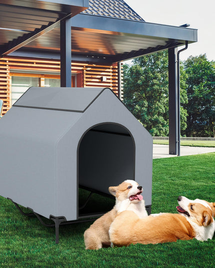 Giantex Dog House Outdoor Extra Large, Elevated Dog Bed with Weatherproof Canopy