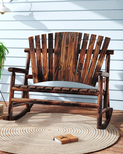 Giantex 1/2 Pcs Outdoor Wooden Rocking Bench（51”x38”x46”）