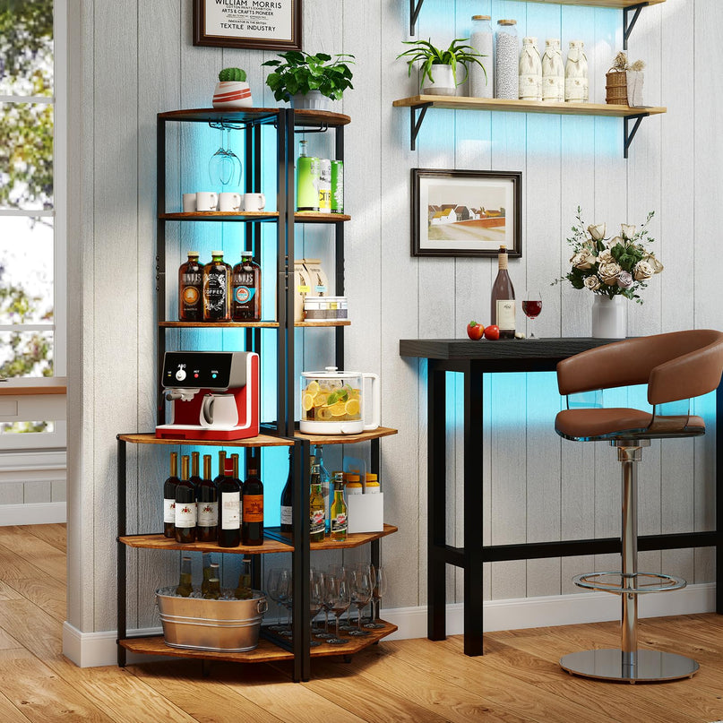 Giantex 6-Tier Kitchen Corner Shelf with 16 Color LED Lights