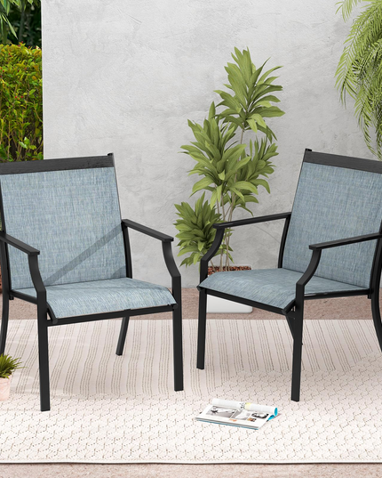 Giantex Patio Chairs Set of 2, All Weather Resistant Outdoor Chairs for Front Porch Lawn Garden Yard