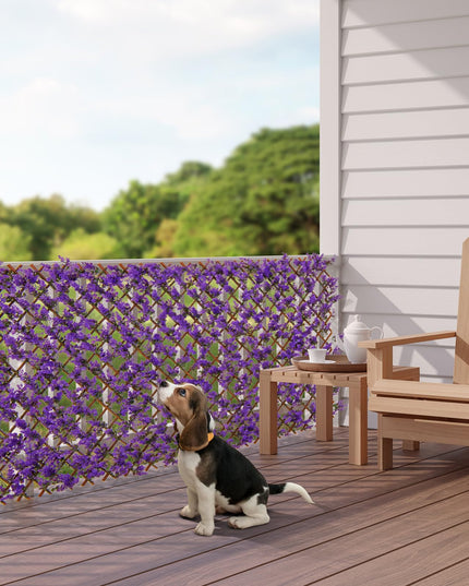 Giantex Expandable Fence Privacy Screen - Decorative Faux Purple Eucalyptus Fencing Panel for Balcony