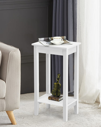 Giantex 2-Tier End Table Tall Nightstand, Simple Design Sofa Bedside Table