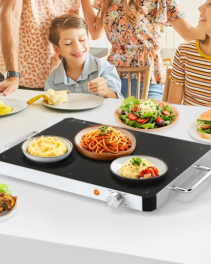 Giantex Electric Warming Tray 40 x 30 cm - Tempered Glass Buffet Server & Food Warmer