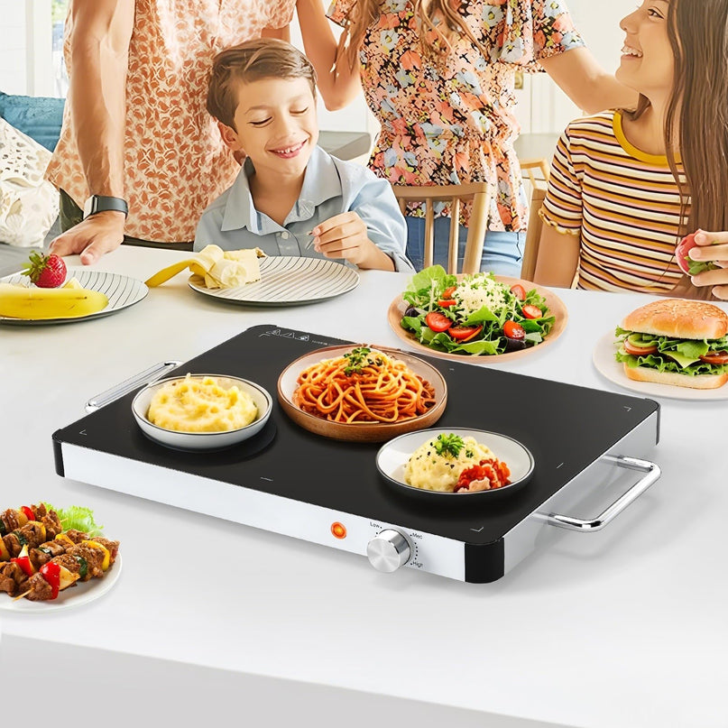 Giantex Electric Warming Tray 40 x 30 cm - Tempered Glass Buffet Server & Food Warmer