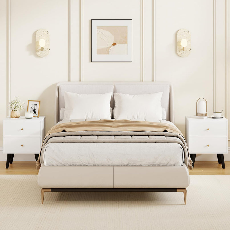 Giantex Night Stand Set 1/2 with Drawers Mid Century Modern Bedside Table