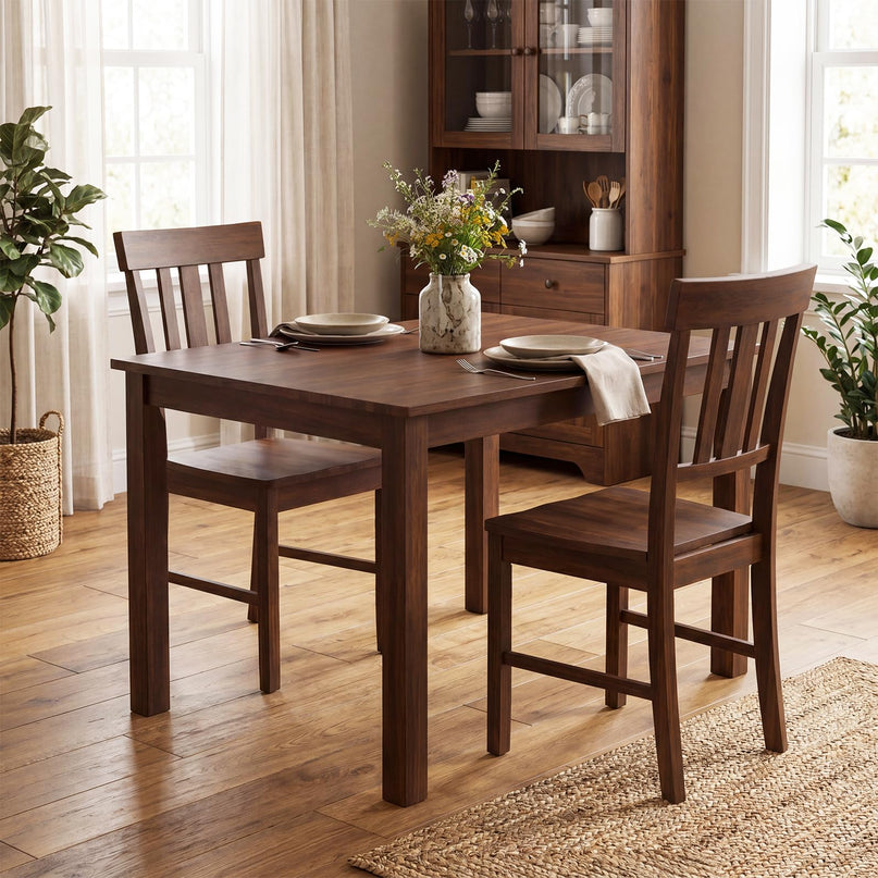 Giantex Wooden Armless Kitchen Chair with Slat Back & Contoured Seat (2/4)
