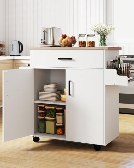 Giantex 41.5" W Rolling Kitchen Island with Storage