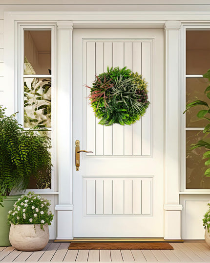Giantex 2 Pack Hanging Artificial Plants Panels, 20" Round Framed 3D Greenery Wall Art Decor