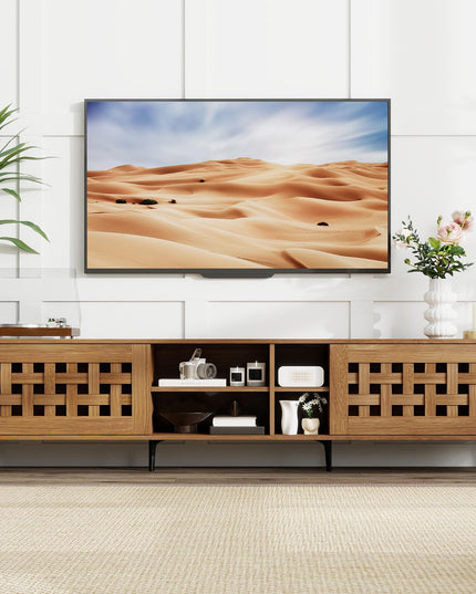 Grand meuble TV Giantex avec rangement | Meuble TV moderne pour téléviseur de 60 à 80 pouces