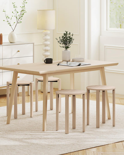 Giantex Stackable Stools Set of 4 Solid Wood Nesting Stools