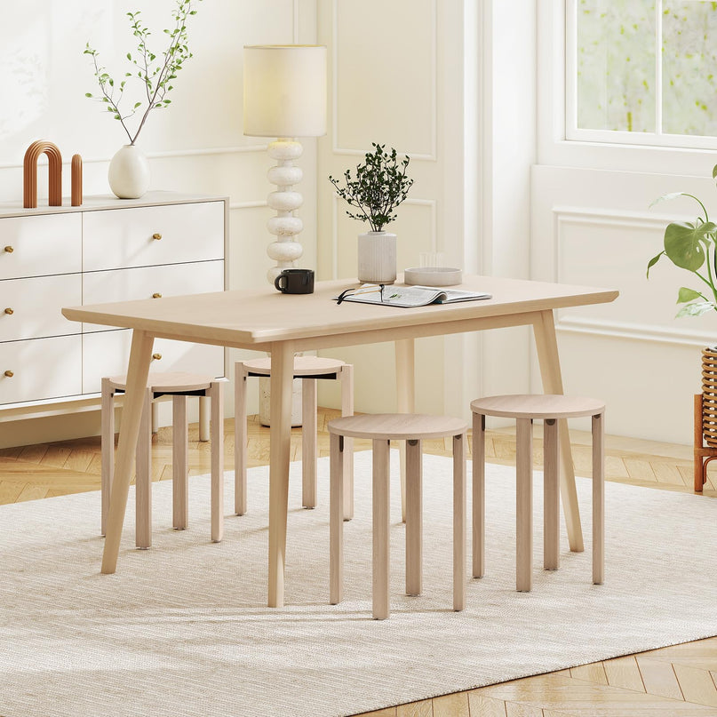 Giantex Stackable Stools Set of 4 Solid Wood Nesting Stools