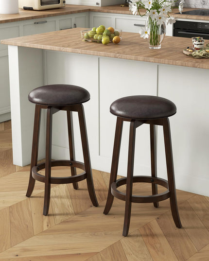 Giantex Bar Stools Set， 29"/ 24"  Bar Height Bar Stools w/ 360° Swivel Round Seat & Footrest