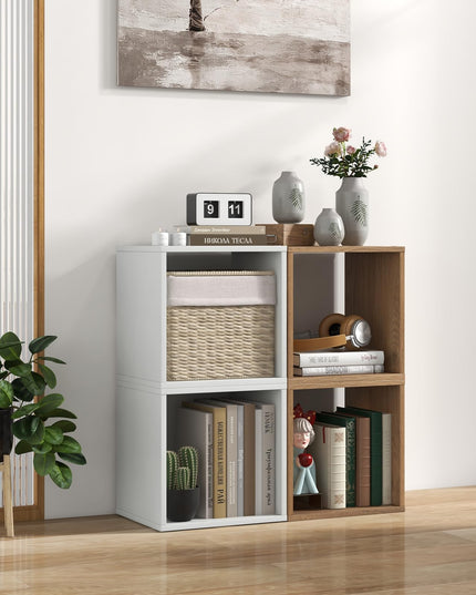 Giantex 2 Cube Bookshelf Organizer, 2-Tier Stackable Cube Storage Organizer