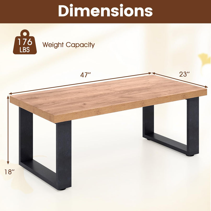 Giantex 47 Inch Industrial Wood Center Table with 1.8" Tabletop