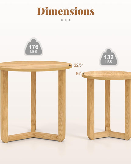 Giantex Round Nesting Coffee Table Set of 2 Wood Nesting End Tables