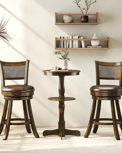 Giantex 25"/30" Swivel Bar Stools Set of 2/4 with PE Rattan Backrest