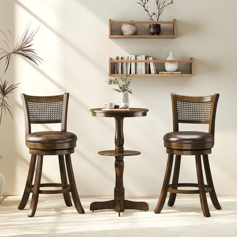Giantex 25"/30" Swivel Bar Stools Set of 2/4 with PE Rattan Backrest