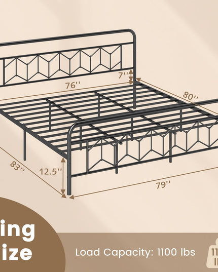 Giantex Metal Twin Bed Frames with Victorian Style Headboard & Footboard, Heavy Duty Slats Support Mattress Foundation