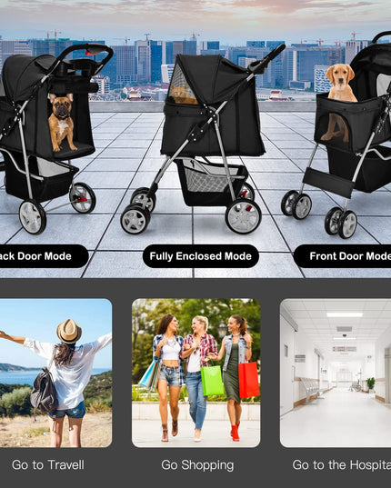 Pet Stroller for Small Medium Dogs Cats Puppy - Giantex