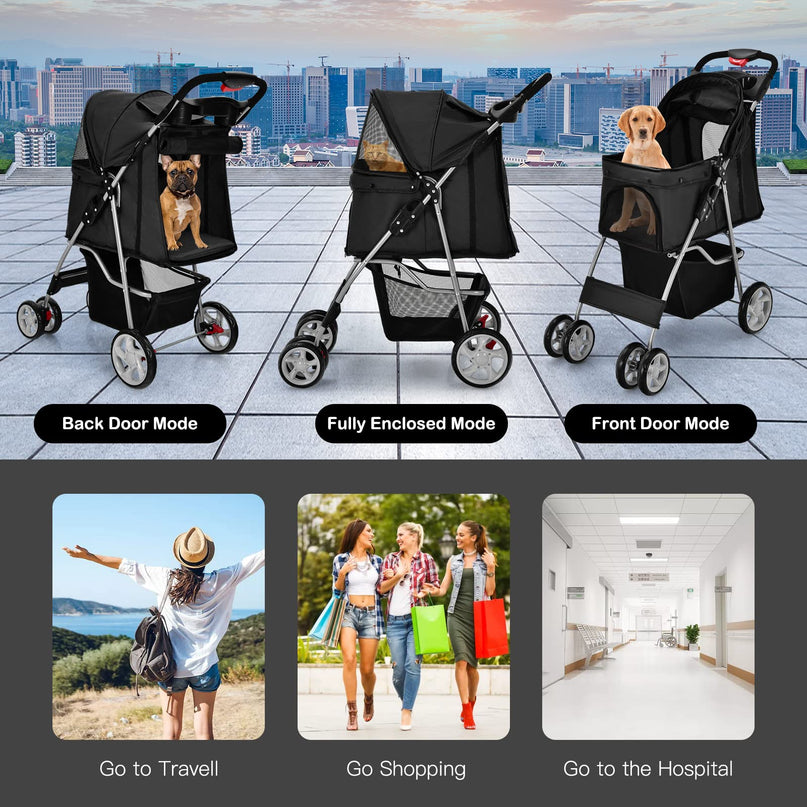 Pet Stroller for Small Medium Dogs Cats Puppy - Giantex