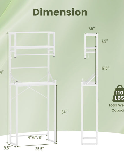 Giantex Étagère de Rangement 3 Niveaux au-dessus des Toilettes 162 cm de Haut Autoportante Gain de Place
