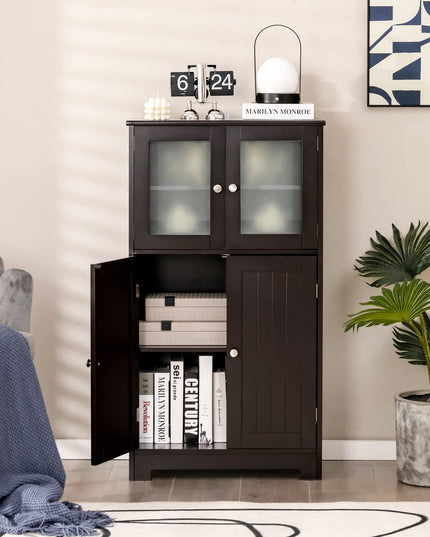 Giantex Storage Cabinet with Doors - Bathroom Floor Cabinet, Freestanding Tall Cabinet