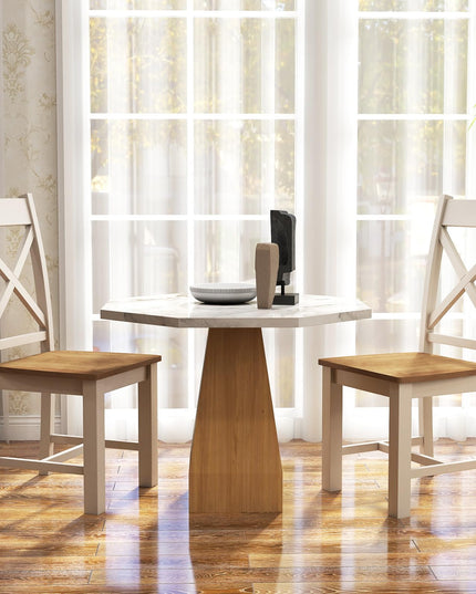 Giantex Wooden Dining Chairs Set, Farmhouse Kitchen Chairs with High Cross Back, Rubber Wood Frame