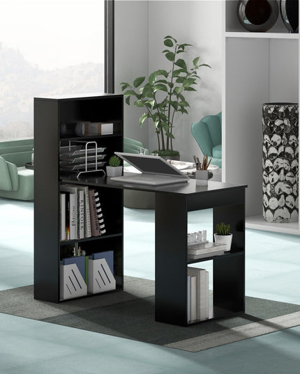 Giantex 48 Inch Computer Desk with Bookshelf, 3-in-1 Home Office Desk with 4-Tier Bookcase & CPU Stand