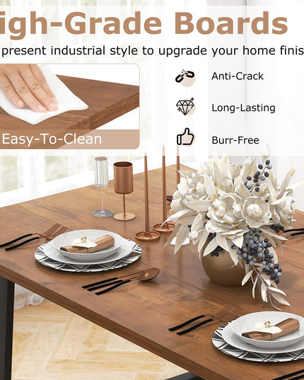 Giantex 72” Dining Table Set for 4-8, 3-Piece Kitchen Table Set with 2 Benches
