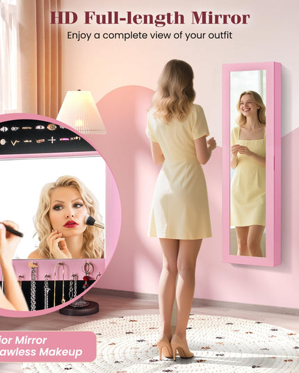Giantex Wall Mounted Jewelry Cabinet with Full Length Mirror
