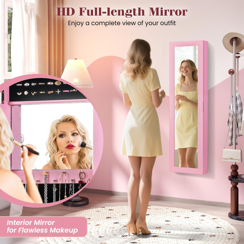 Giantex Wall Mounted Jewelry Cabinet with Full Length Mirror