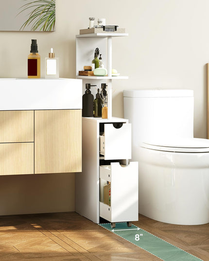 Giantex Meuble de rangement mince | Organisateur de salle de bain autoportant étroit avec étagères ouvertes